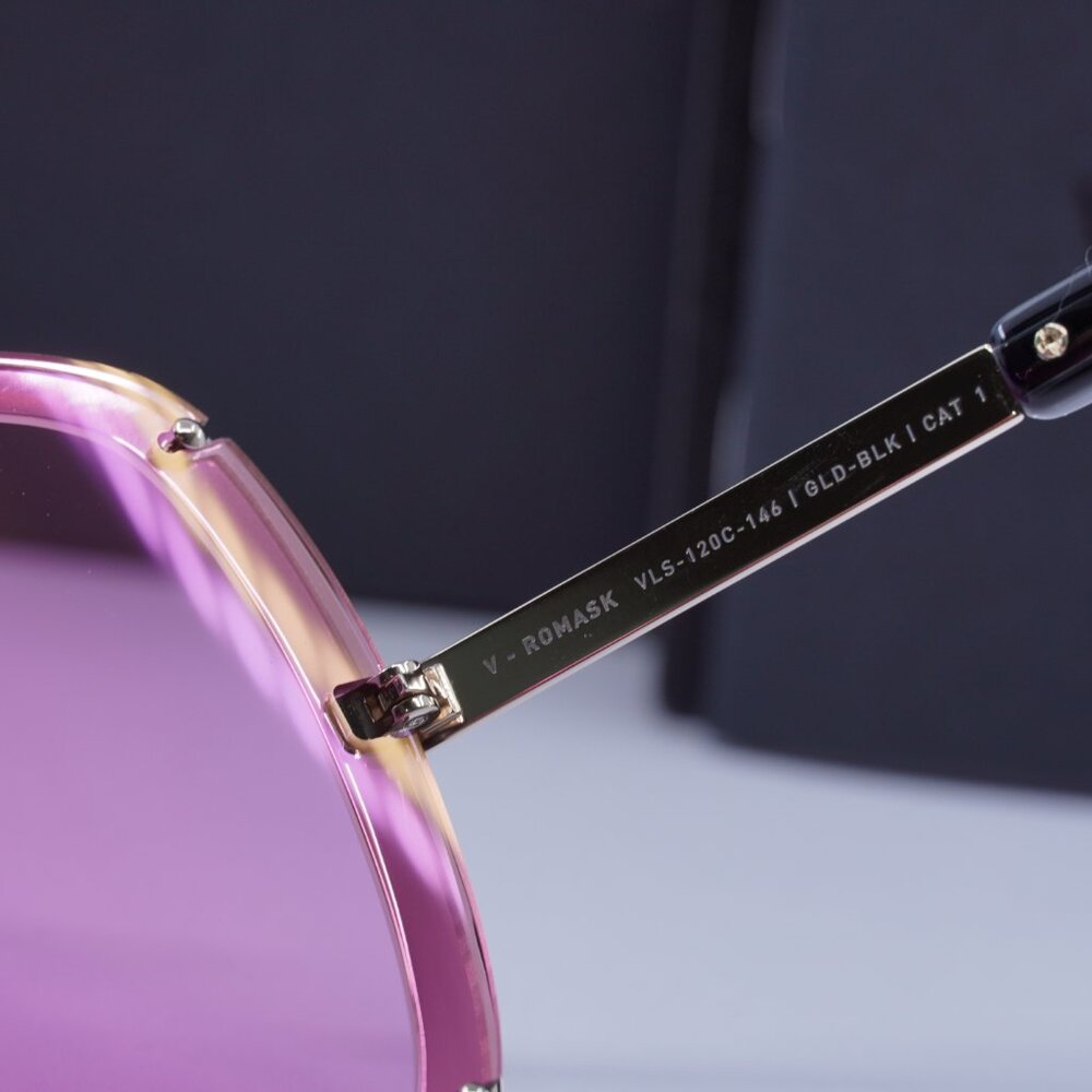 Valentino V-ROMASK VLS-120C Shield Sunglasses - White Gold/Pink Lens AR - Picture 6 of 8